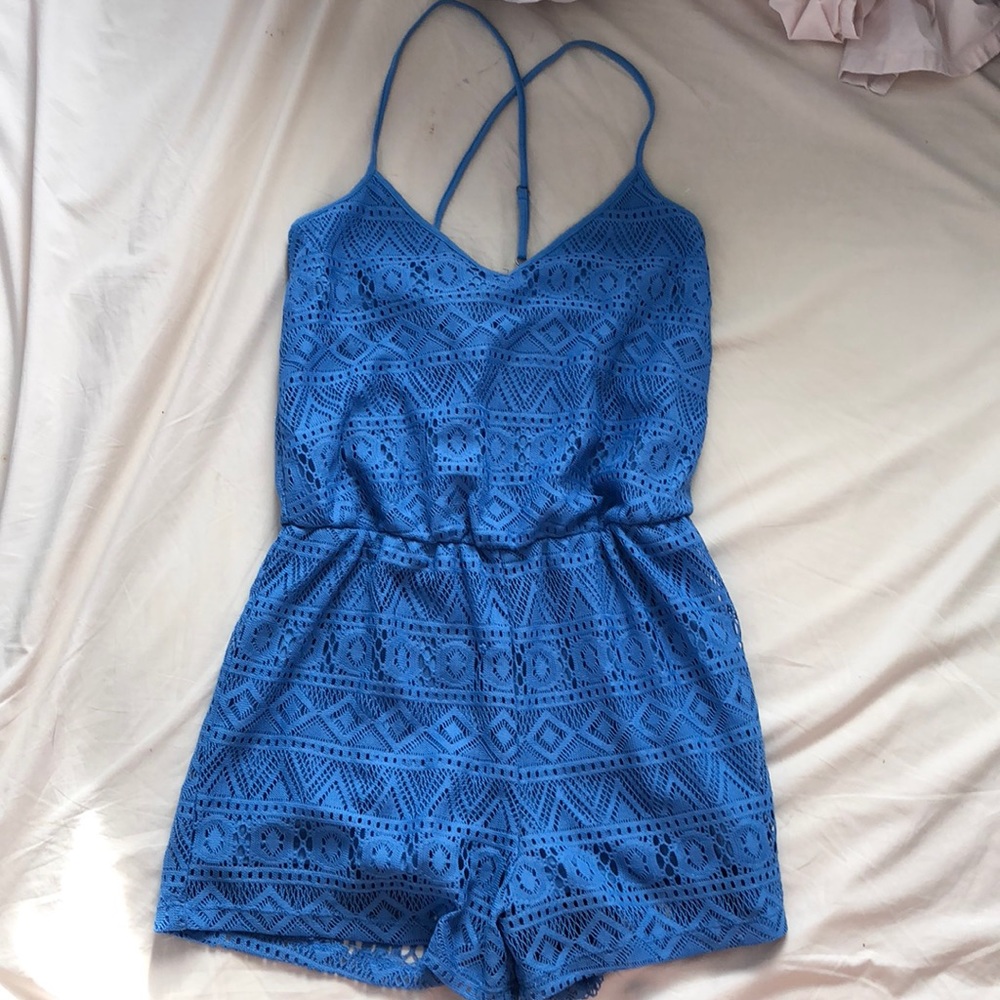 Forever 21 blue crocheted romper
